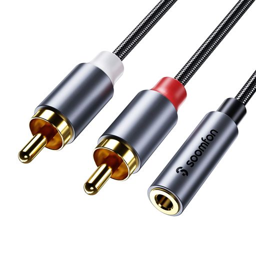 RCA 3.5mm 変換ケーブル - SOOMFON Aux 3.5mm(メス) to 2RCA(オス) ミニプラグ 変...