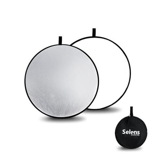 Selens 撮影用 レフ板 折りたたみ可能 直径30cm 小型 丸レフ板 反射板 銀/白 2-in-...