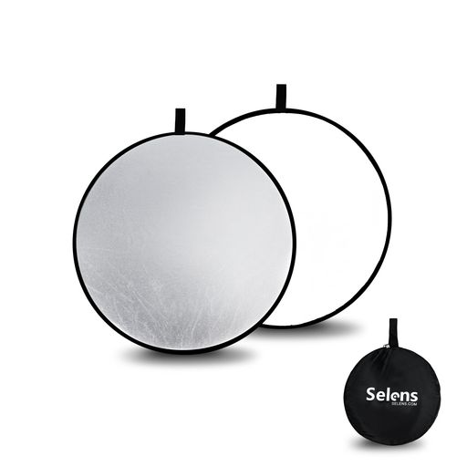 Selens 撮影用 レフ板 折りたたみ可能 直径30cm 小型 丸レフ板 反射板 銀/白 2-in-...
