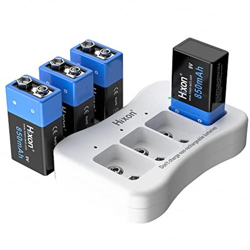 9V充電式電池850mAh大容量6P形電池006P充電池9ボルト6F22角型バッテリー4スロット充電器付き2時間の急..