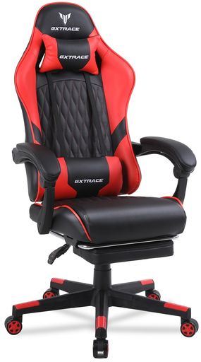 GXTRACEゲーミングチェアPCゲーミングチェアゲーム用チェアリクライニングアームレストヘッドレストランバーサポートオットマンオフィスチェアデスクチェアパソコンチェア椅子(Red)