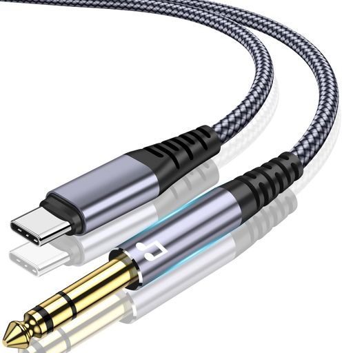USB C 6.35mm 音声変換ケーブル 2M タイプC to 6.35mmオス AUX ステレオーディオケ...