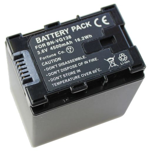 対応バッテリーJVC日本ビクターBN-VG129BN-VG138//Li-Ionリチウムイオン3.6V/4500mAh(カメラで残量表示可能)充放電回数300回以上 対応カメラ:JVC対応 純正・互換充電器で充電できます製造国:中国