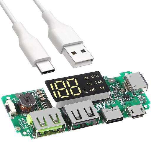 DAOKAI18650充電ボード5V2.4AデュアルUSBモバイルパワーバンクモジュールリチウム電池充電器ボード回路保護付きデジタルLCDディスプレイUSBケーブル付き DAOKAI18650充電ボード5V2.4AデュアルUSBモバイルパワーバンクモジュールリチウム電池充電器ボード回路保護付きデジタルLCDディスプレイUSBケーブル付き