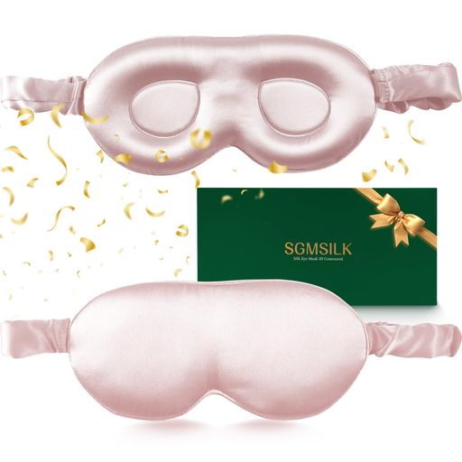 SGMSILK アイマスク 睡眠用 高級 22匁 100%天然シルク製 3D立体型 通気性 遮光性 圧迫感なし 快眠グッズ 長さ調整できるタイプ 目隠し アイピロー シルク アイマスク 極上6A級 超軽量 洗濯可能 男女兼用 おしゃれ ギフト おしゃれ