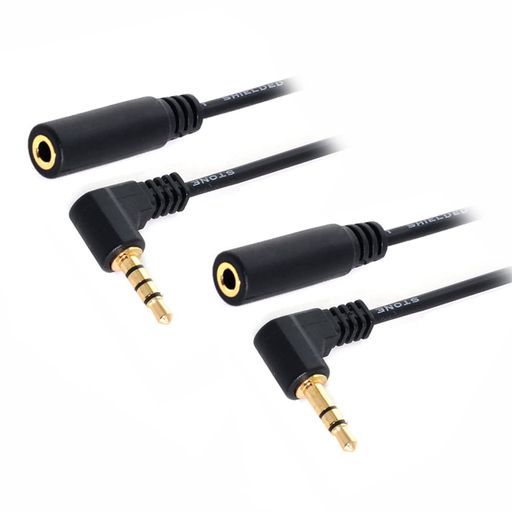 NFHK3/4極オーディオステレオ90度直角3.5mmオス-メス延長ケーブル1セット