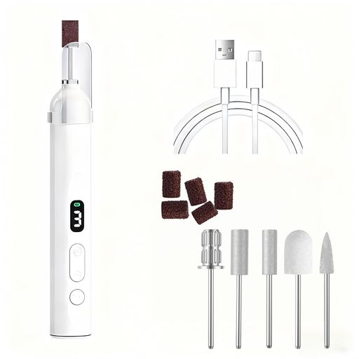 YUNMI電動ネイルマシン研磨爪磨き6個のビットLEDライト搭載甘皮処理甘皮ケアネイルドリルジェルネイル..