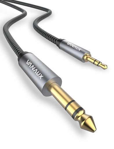 VANAUX 3.5mm to 6.35mm オーディオ変換ケーブル 3.5mmミニプラグ to 6.35mm標準プラグ オス-オス ステレオケーブル スピーカー、アンプ、ギター、ホームシネマ機器、ノートパソコン、ヘッドフォ…