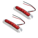 マーカーランプ赤色LED12V-24Vトラックサイドライト路肩灯6連発光メッキカバー付き小型中型サイズカラーレンズ2本セット(レッド)