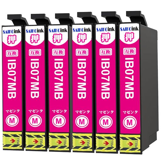 IB07MB マウス インク エプソン IB07 互換インクカートリッジ EPSON用 IB07MB マゼンタ 6本セット 大容量 染料 エプソン インク マウス 対応機種 対応機種 PX-S6010 PX-M6010F PX-M6011F 互換インク