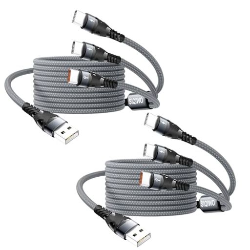 SIQIWO USB A - USB C ケーブル [3.1A/1.2M/2パック]、QC 3.0 USB タイプ C 急速充電スプリッターコード、3つのUSB Cアダプターポート付き、iPhone 15 16 17 18/Samsung Galaxy
