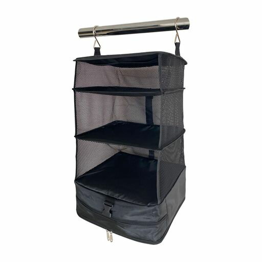 VINYEETA吊り下げ収納衣服収納ラック荷物収納バッグトラベルポーチポータブル旅行用4段出張圧縮バッグ折り畳み式大容量省スペース携帯便利多機能収納簡単