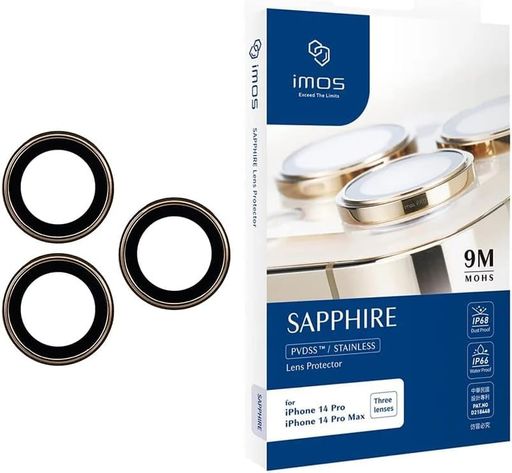 【imos】ForiPhone14Pro/14ProMaxSapphireAluminiumAlloyLensProtector-Gold