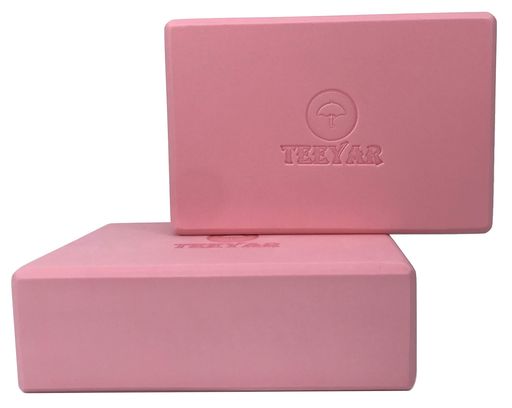 TEEYARヨガブロック2個セット3サイズ23x15x7.4/7.6cm(高密度)また大きい23x15x10cm(中密度)全30色初心者/上級なヨガぶろっく(Yogablockset)(厚さ7.2cm/ピンク)