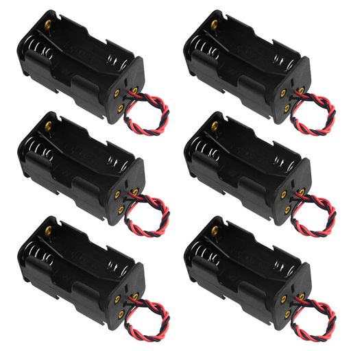 WMYCONGCONG 単3電池(AA形)用×4 直列 6個セット 両面バッテリーホルダー 4 X 1.5V 6V 電池ボックスケース 電池ホルダー 黒赤のリード線付き 長さ14.5 CM WMYCONGCONG 単3電池(AA形)用×4 直列 6個セット 両面バッテリーホルダー 4 X 1.5V 6V 電池ボックスケース 電池ホルダー 黒赤のリード線付き 長さ14.5 CM