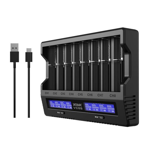 XTARVC8S18650バッテリ急速充電器8本電池同時容量測定可能3Ax2/2Ax4/1Ax8/0.25Ax81.2V単3・単4形ニッケル水素145002070027100リチウム電池充電に対応(VC8S充電器単体)