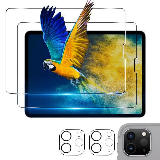 【2+2枚セット】対応iPadPro11ガラスフィルム2枚+レンズ保護フィルム2枚iPadPro11インチ(2022/2021/2020/2018モデル、第4/3/2/1世代用)フィルム【硬度9H日本旭硝子製】用