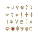 MAEXUSネイルパーツ3D立体デコパーツ24個入りフラッシュネイルアクセサリージュエリーパーツネイルアートネイルデザイン用品手芸DIYクラフトアクセサリーハー...