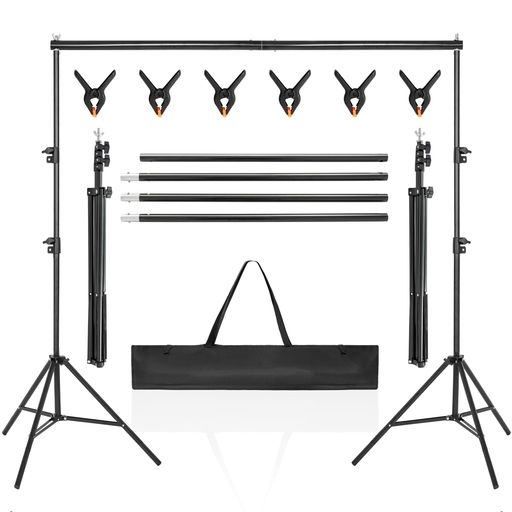AKOZLIN撮影背景スタンド縦200x幅300cm撮影スタンド強力クリップ6個付き高さ70cm-200cm調整可能三脚ケ..