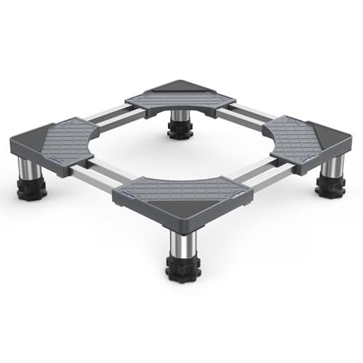 洗濯機台底上げ台4足鋼管8本式かさ上げ冷蔵庫置き台昇降可能奥行/幅:53.5~71cm高度調節12.5~15.5cm耐荷..