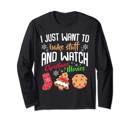 私はちょうどクリスマスの面白いクッキーを焼くスタッフのクッキーを焼きたい長袖Tシャツ