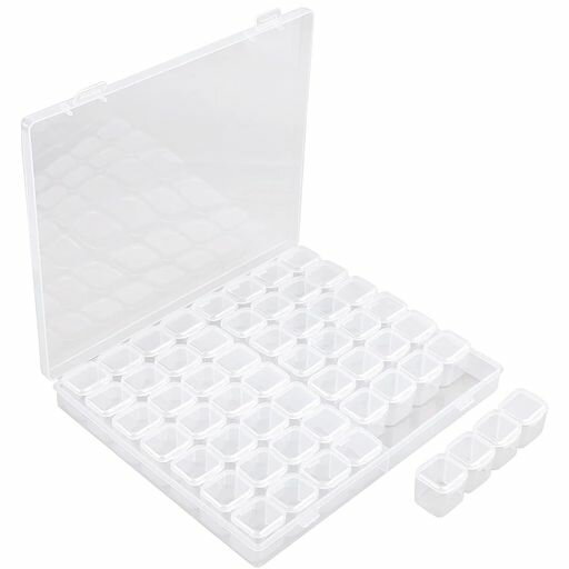 Phyxiulパーツケースアクセサリー収納PP製56分割ダイヤモンドアート透明独立型収納容器小物入れアクセ..