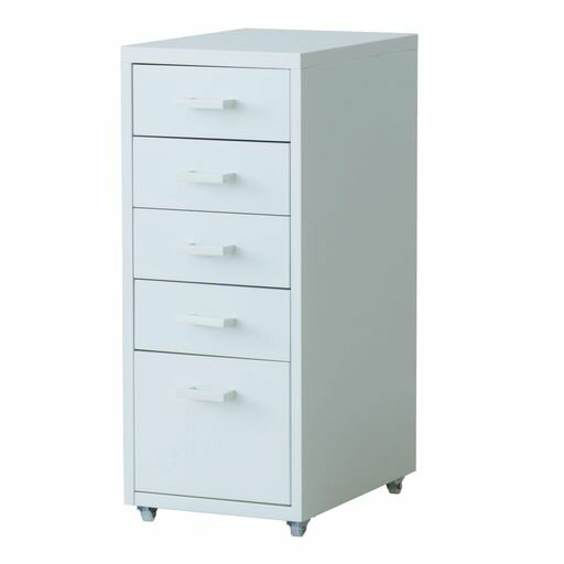 永井興産くらしのストレージワゴン5段引き出しキャスター付書類ケースデスク横ワゴン組立品ホワイトNK-481