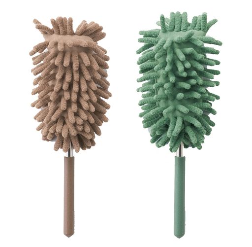 リマークロングモップ高所ホコリ取り折り畳み収納伸縮25-75cmマイクロファイバーもこもこモップ2色組