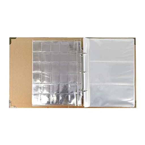 ノンブランド品コレクションファイルバインダー式リフィル付属落下防止ポケット記念硬貨古銭紙幣ブラッ..