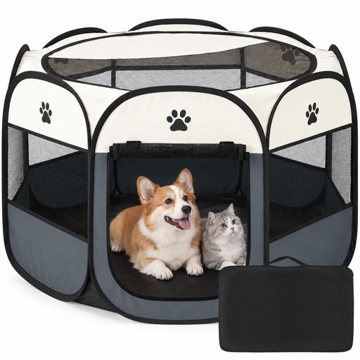 ペットサークル 折りたたみ式 収納バッグ付き 91*58cm 組み立て不要 大中型犬 猫 ...