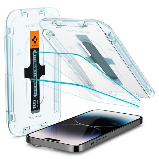樂天商城 - SpigenEZFitガラスフィルムiPhone14Pro用貼り付けキット付きセンサー保護タイプiPhone14Pro対応保護フィルム2枚入