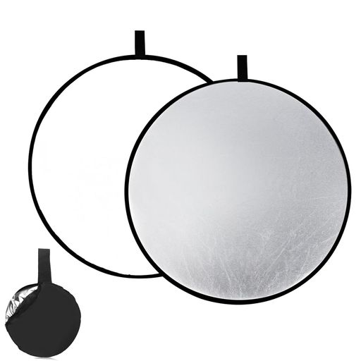 EsiFare撮影用レフ板小型折り畳み可能シルバー直径30cm銀/白補光反射板収納便利携帯レフ板収納ケース付..