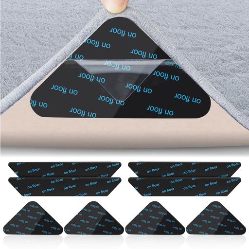 滑り止めシート超強力滑り止めマット【跡残らない・水で洗う・再利用可能】カーペットパッド滑り止めテープネット加固カーペット滑り止めラグマット階段マット絨毯適用(三角形4枚+台…