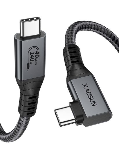 XAOSUN L字 USB4 ケーブル Thunderbolt 5/4 ケーブル対応 40Gbpsデータ転送 240W高速充電 8K映像出力 0.6M