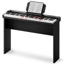 DONNERキーボードピアノ電子ピアノ光る鍵盤61鍵盤電池給電500音色300リズム60デモ曲MIDI対応軽量コンパクト持ち運び便利初心者子供練習木製スタンド譜...