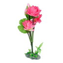CAPASTEC水槽装飾品、水槽用プラスチック蓮の花植物、9.1インチ(ピンク)