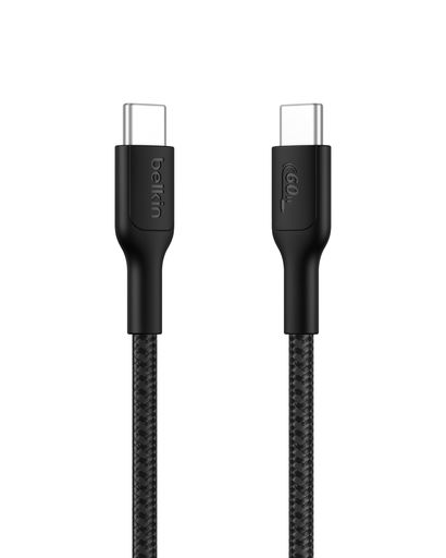 BelkinUSB-CtoUSB-C編組ナイロンケーブル超急速充電60WPD対応iPhone17/16/iPad各種/MacBook各種/Windows各種/Galaxy/PixelなどAndoroid各種1mブラック