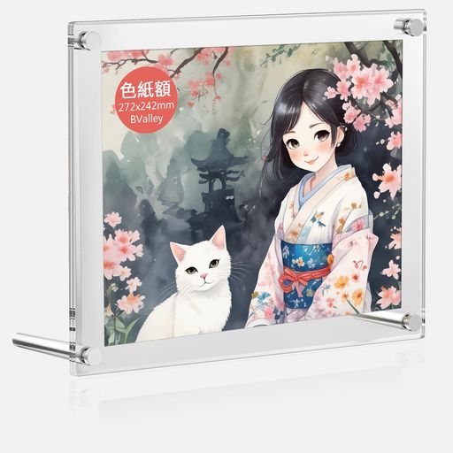 BValleyアクリルフォトフレーム色紙額縁272x242mm写真立て3層構造卓上壁掛け兼用45度斜面カット割れな..