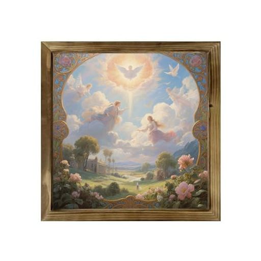 天国の天使-E木質ポスター玄関壁画壁飾り、幼稚園の装飾、木製のフレームマークは、カフェ絵画油絵アー..