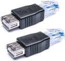 HERFAIR イーサネット-USBアダプター 2個 USB-イーサネットアダプター RJ45イーサネットオス-USBメスコンバーター USBからRJ45コネクター ADSLモデム ルーター カメラ用 ネットワーク機能付き(2)