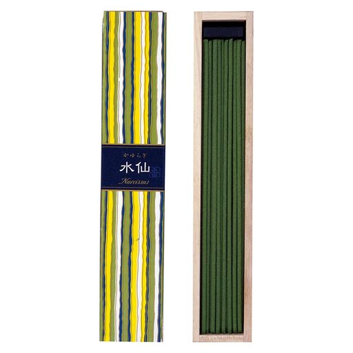 リラクゼーション 商品サイズ (幅x奥行x高さ): 30mmx24mmx159mm 内容量:40本 原産国:日本 対策・効果:リラックス 特徴:ナチュラル・自然派 香り:グリーン しっとりと透明感のある水仙のグリーンフローラルの香りです。 材質 : タブ粉、香料 日本人が長年愛してきた和花をイメージした香りのシリーズ「かゆらぎ」。ひろがる心地よいかおり、そして自然界に存在する独特なゆらぎの世界は私たちに快適な感覚を与えてくれます。