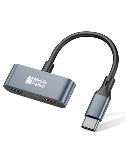 USB-C 分岐アダプター 1分2【OTG対応・低発熱設計】、60W PD急速充電+USB2.0データ転送、イヤホン&充電 同時対応、映像出力非対応(HDMI/DP不可)iPhone 15/16/17・iPad・Android・MacBook 対応