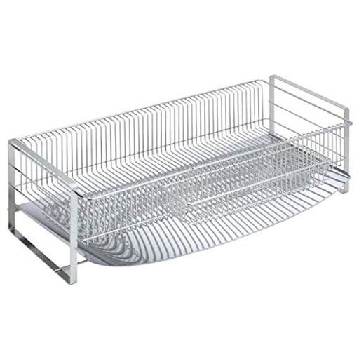 下村企販シンプルで洗練された水切りラックロング【日本製】シンク上お皿が立てられる様々な食器に対応小物も置ける水が流れるトレー箸ポケット付き台所食器水切りかごステンレス燕…