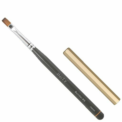 キャップ付(全長80mm、内径8mm、天面穴なし)全長145.5mm毛丈/9.0mm幅/5.8mm厚み/2.0mm 個人、業務 コシが非常に強いフラットブラシです。粘度の高いジェルを使用してのフローターやエクステンションに最適です。 ジェル用ブラシ 専用キャップ付き 日本製