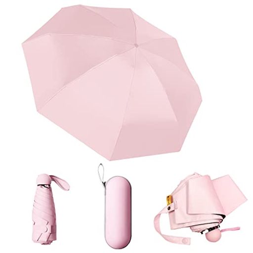 日傘折りたたみ傘UVカット率100%完全遮光遮熱晴雨兼用超軽量コンパクト紫外線遮断日焼け防止耐風撥水梅雨対策携帯便利(ピンク)