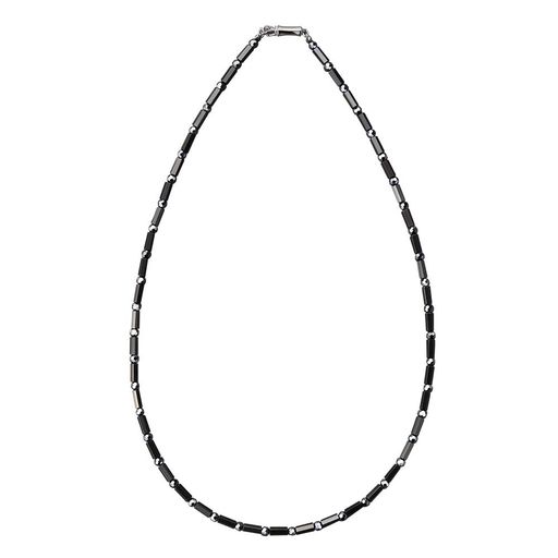 サイズ:44cm/50cm 素材:テラ鉱石(装飾部材)・ジルコニアセラミック・シルバー925(留め具部分)・SUS304(ワイヤー部分) カラー:ブラック