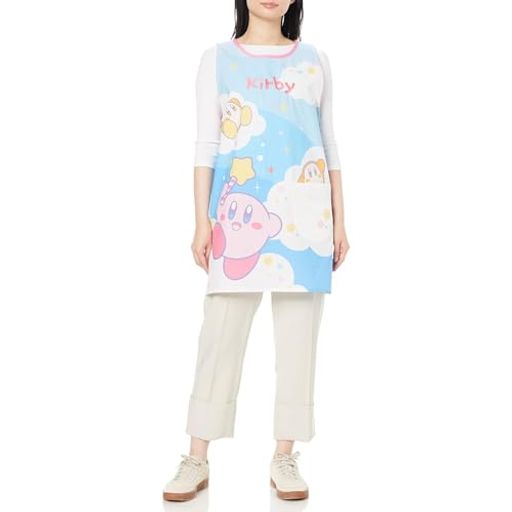 丸真ラン型エプロン星のカービィマジカルスカイH84xW61.5cm大人用薄手保育園保育士幼稚園4585008200