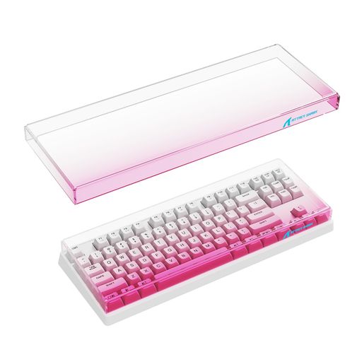 ATTACKSHARKキーボードカバー保護カバーアクリル防塵透明87キーキーボード対応ゲーミングキーボードに適用透明クリア高温圧力の曲げ技術猫対策収纳ケース(ピンク)