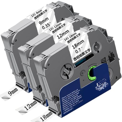 Lopisfa互換品ピータッチ6mm9mm12mmTZeテープブラザーセットP-touchテープ透明地黒文字カートリッジ