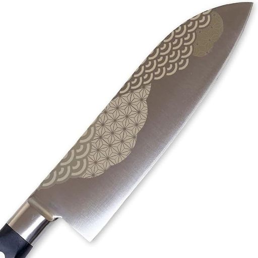 匠美風多目的包丁金彩彫り小紋三徳包丁170mm刃渡り170mmモリブデン鋼AUS-8日本製